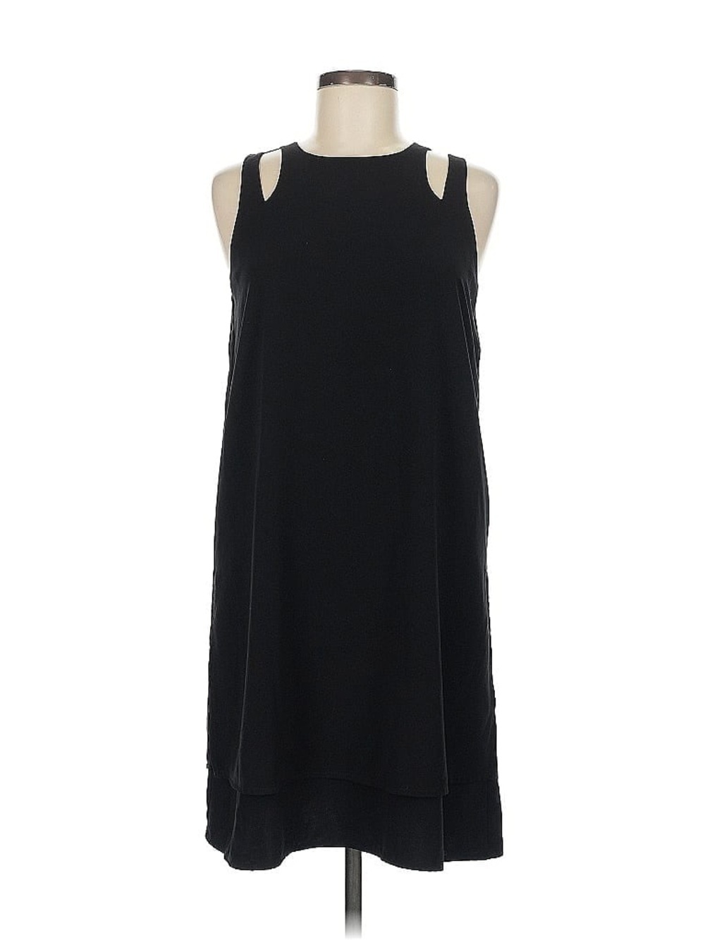 Carolina Belle Montreal Black Shoulder Cutout Layered Shift Dress Size 10